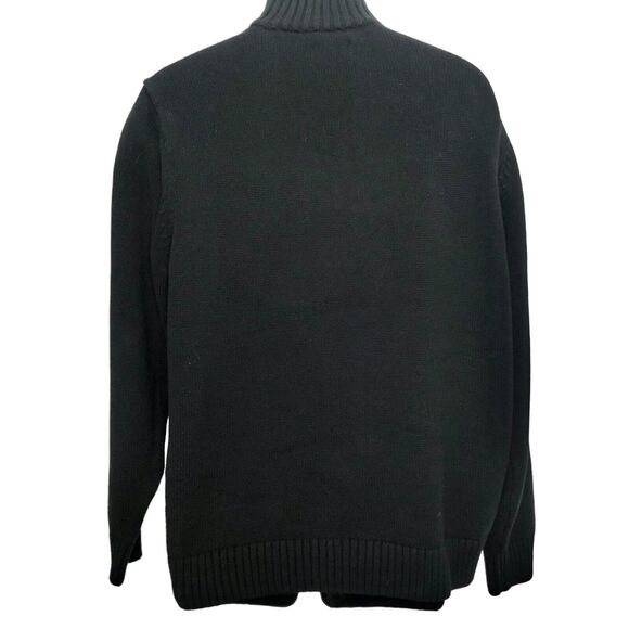 Chaps Fair Isle Sweater Reindeer Graphic Button Neck Black Cotton Large - Picture 8 of 8